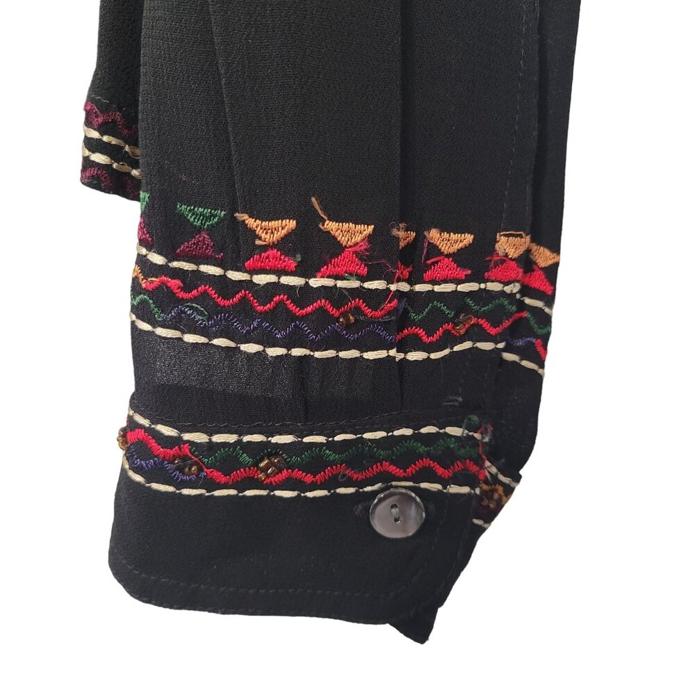 Chico's 2 Size L Twin Set Satin Tank Embroidered Beaded Crepe Shirt Jacket - Picture 12 of 14
